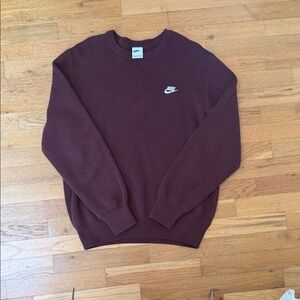 Nike Men's Crewneck Sweater in Burgundy with White Logo